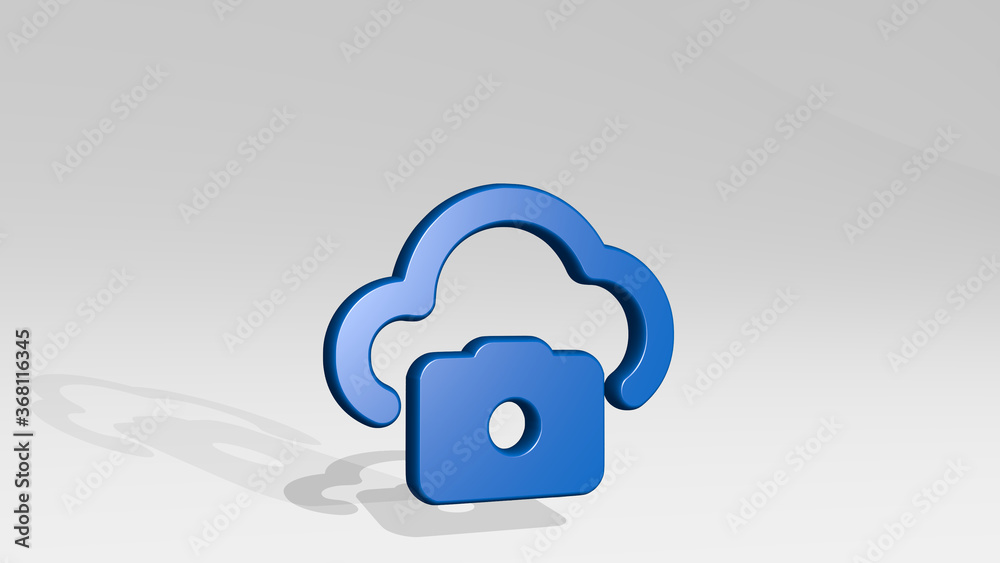 cloud photo made by 3D illustration of a shiny metallic sculpture with the shadow on light background. blue and beautiful cloud photo made by 3D illustration of a shiny metallic sculpture with the shadow on light background. blue and beautiful