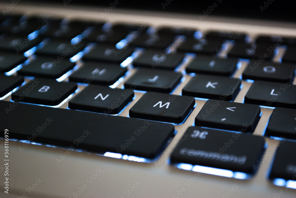 laptop keyboard close up