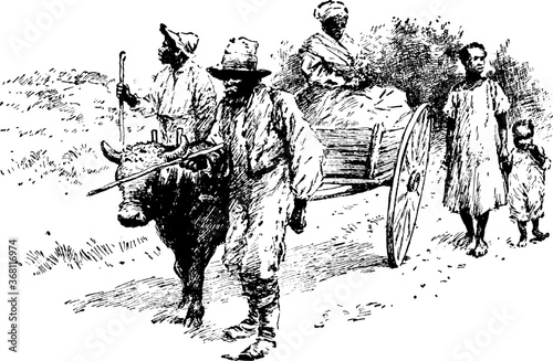 Farmers, vintage illustration.