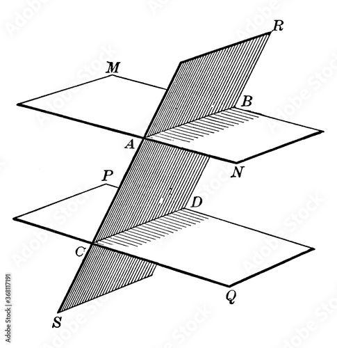 Two Parallel Planes, vintage illustration.