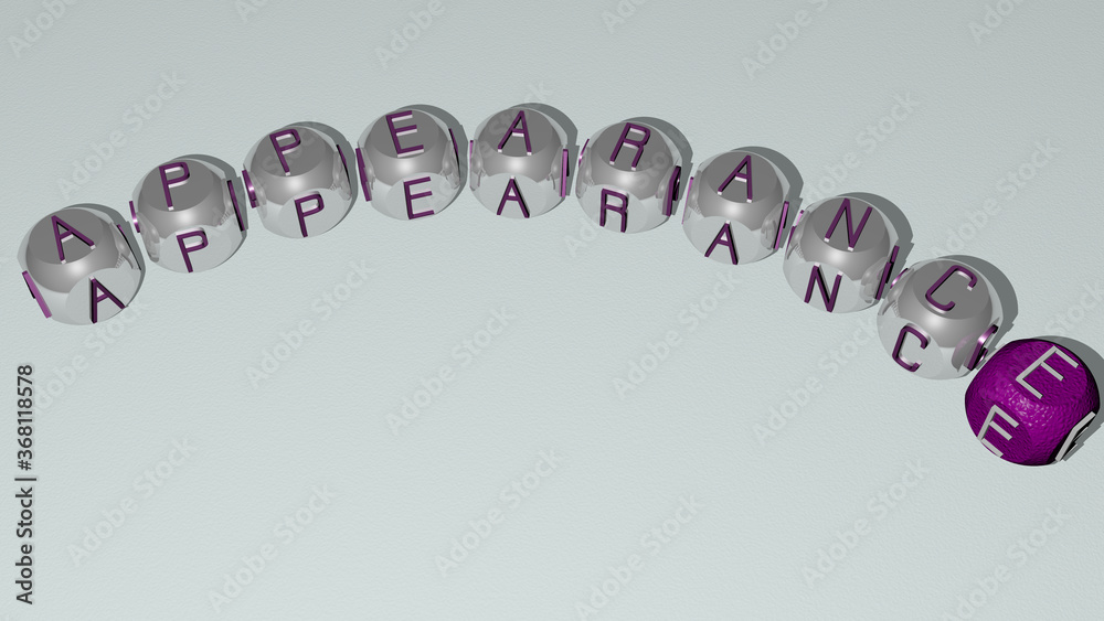 APPEARANCE combined by dice letters and color crossing for the related meanings of the concept. background and beautiful APPEARANCE combined by dice letters and color crossing for the related meanings of the concept. background and beautiful