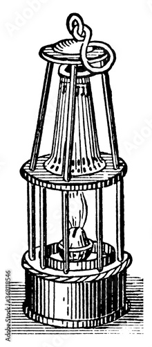 Safety Lamp, vintage illustration. photo