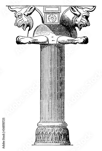 Great Hall Of Xerxes, vintage illustration.