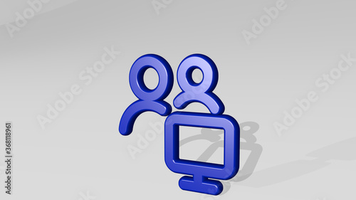 Wallpaper Mural multiple actions monitor stand with shadow. 3D illustration of metallic sculpture over a white background with mild texture. abstract and blue Torontodigital.ca