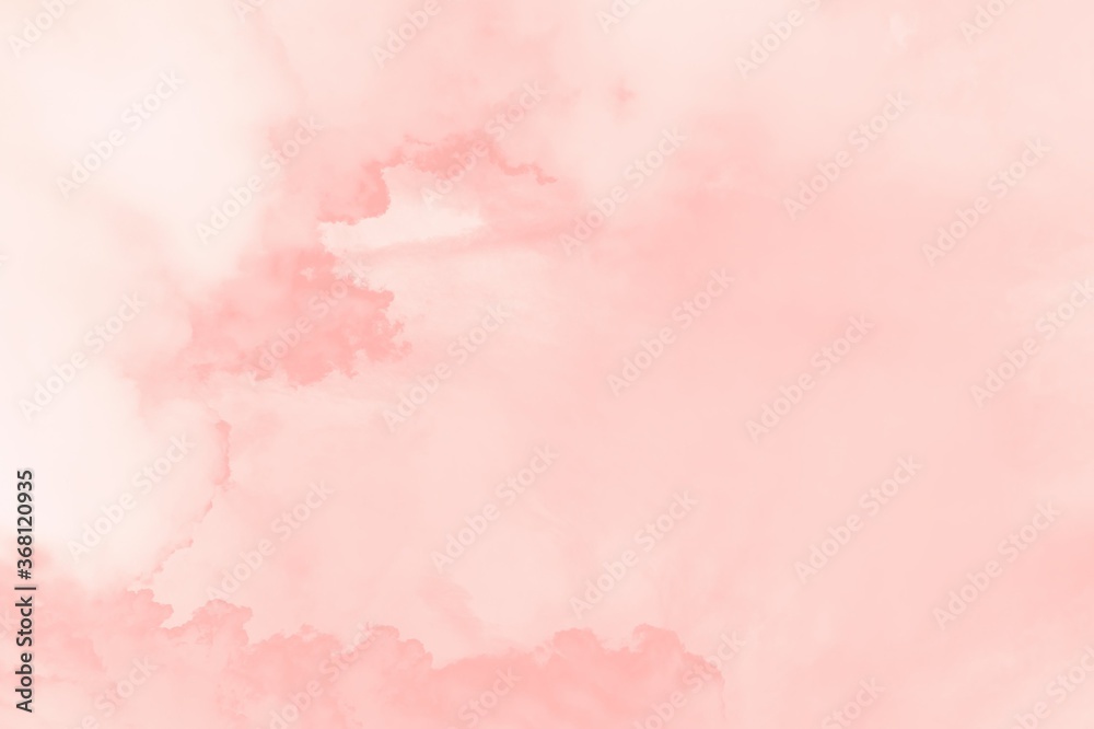 Beautiful sky with clouds, pink coral watercolor toned