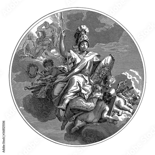 Obraz na plátně Minerva goddess, vintage illustration.