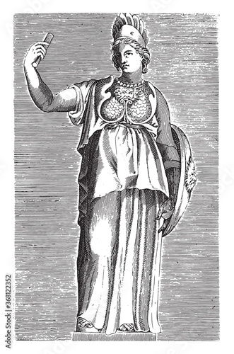Sculpture by Bellona, anonymous, 1584, vintage illustration.