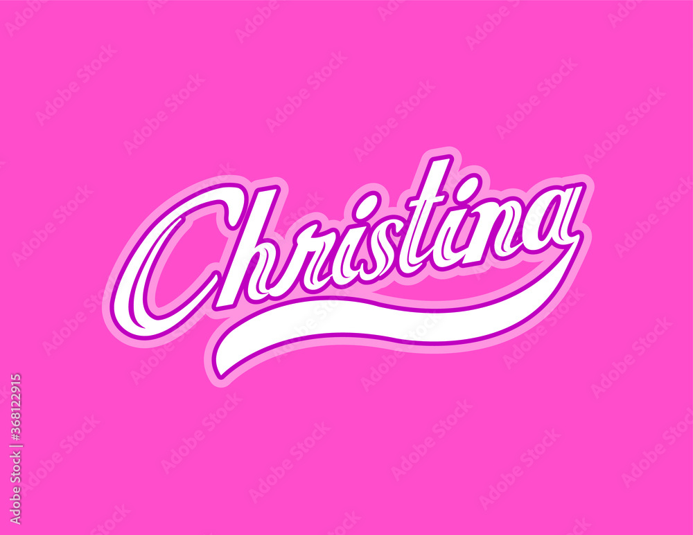 First name Christina designed in athletic script with pink background