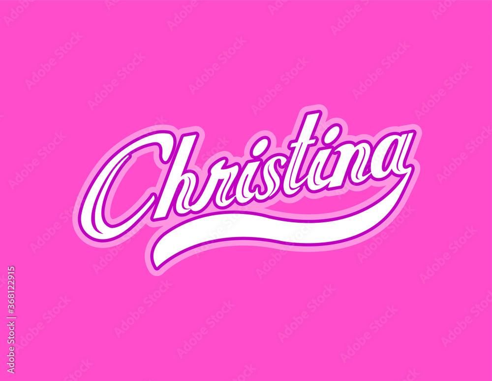 First name Christina designed in athletic script with pink background First name Christina designed in athletic script with pink background