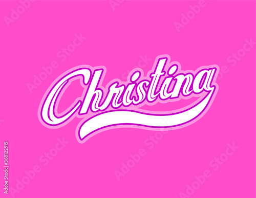 First name Christina designed in athletic script with pink background photo
