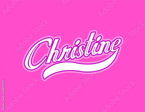 First name Christine designed in athletic script with pink background photo