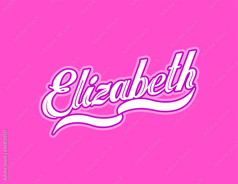 First name Elizabeth designed in athletic script with pink background