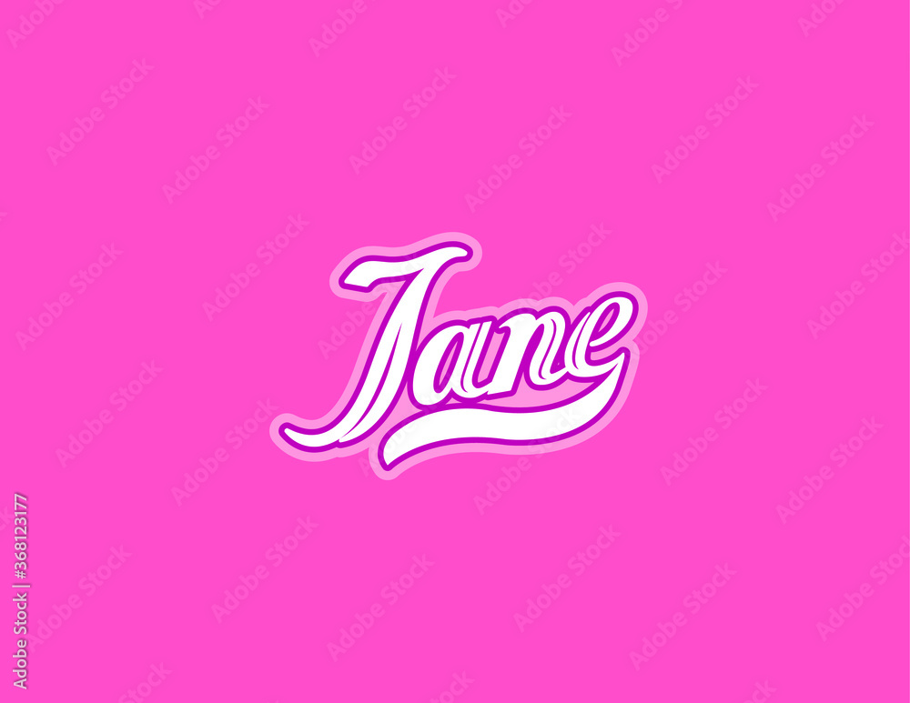 Fototapeta premium First name Jane designed in athletic script pink background