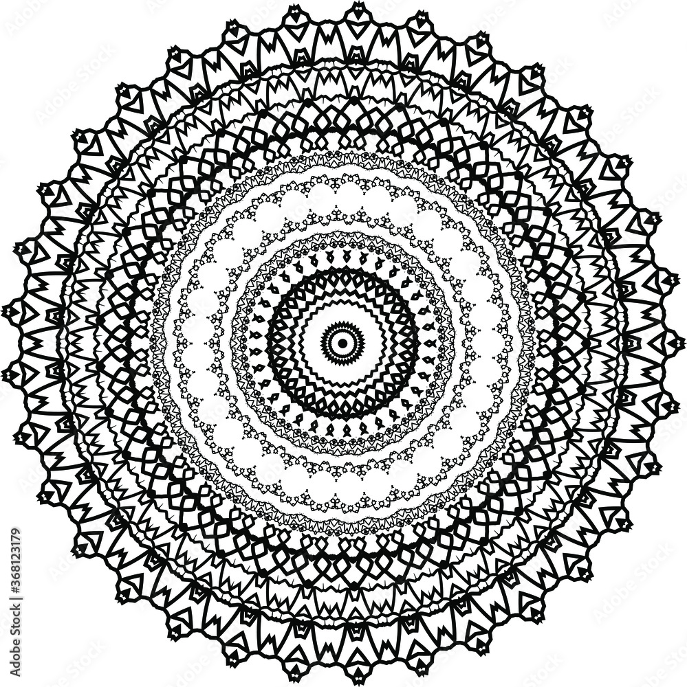 Retro oriental style, arabic, indian arabian pattern, mandala texture background, black and white zentangle design vector illustration