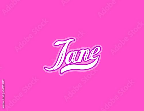 First name Jane designed in athletic script pink background