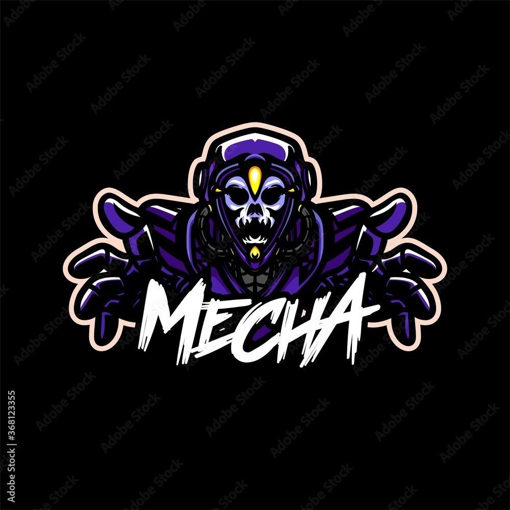 skeleton robot premium mascot logo template skeleton robot premium mascot logo template