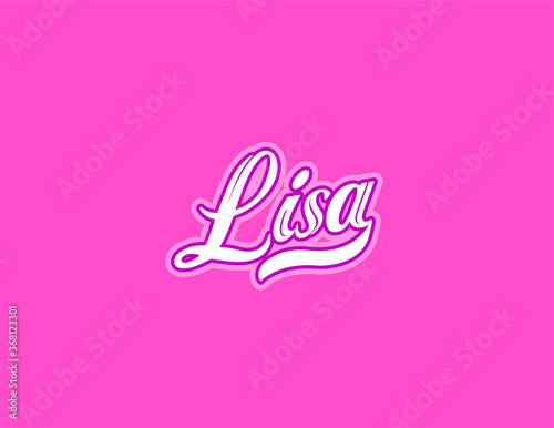 First name Lisa designed in athletic script with pink background
