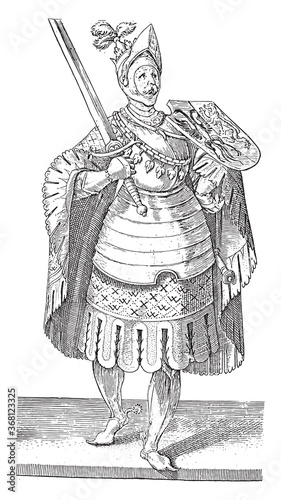 Count William II of Holland, Hendrick Goltzius, after Willem Thibaut, vintage illustration. photo