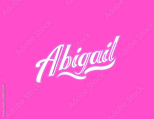 First name Abigail designed in athletic script with pink background photo