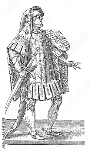 Count John of Bavaria, Hendrick Goltzius, after Willem Thibaut, 1586 - 1587, vintage illustration. photo