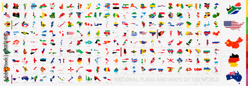 Flagged maps big collection sorted by continent: Asia, Africa, America, Europe and Oceania.