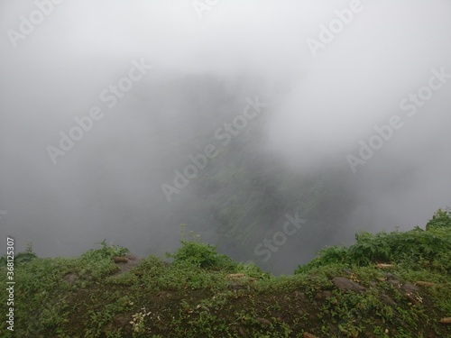 beautiful view of fog on hill station 