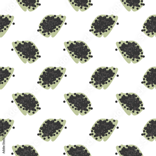 Black caviar ,seamless pattern on white background.