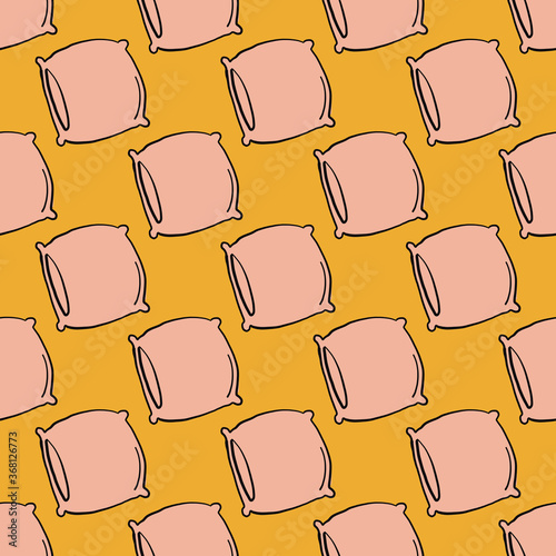 Flat pillow ,seamless pattern on orange background.