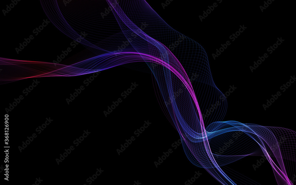 Dark abstract background with a glowing abstract waves Dark abstract background with a glowing abstract waves