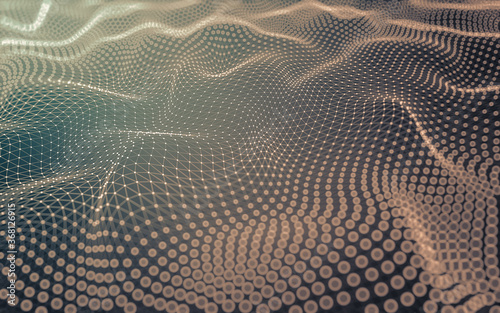 Abstract background. Molecules technology with polygonal shapes  connecting dots and lines. Connection structure. Big data visualization.