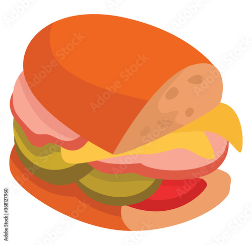 Homemade sandwich, illustration, vector on white background