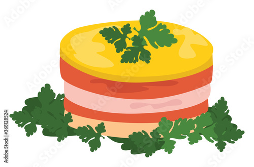 Mimosa salad, illustration, vector on white background