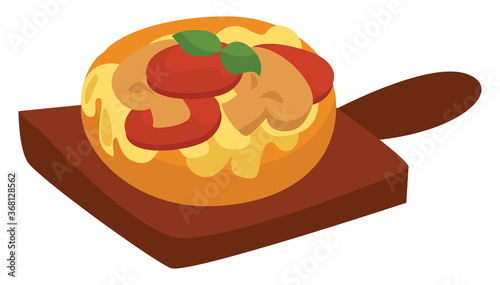 Mini pizza, illustration, vector on white background