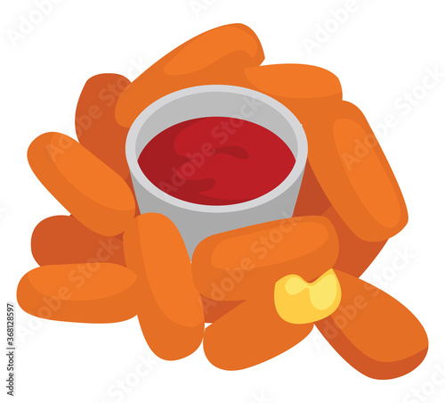 Mozzarella sticks, illustration, vector on white background
