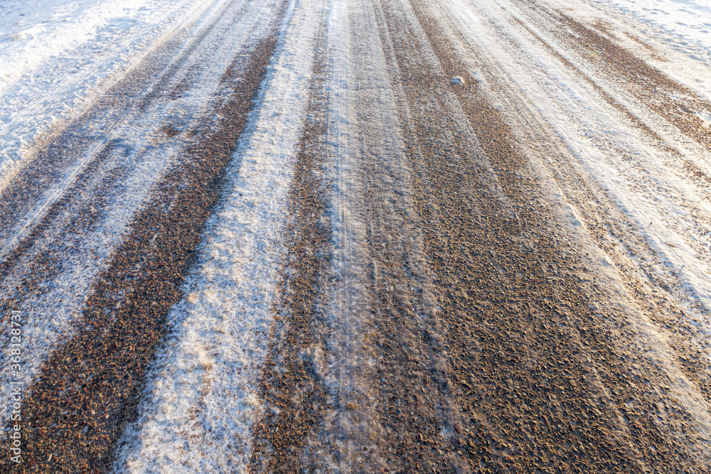winter time on a narrow rural highway winter time on a narrow rural highway