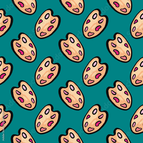 Palette od dyes ,seamless pattern on dark green  background.