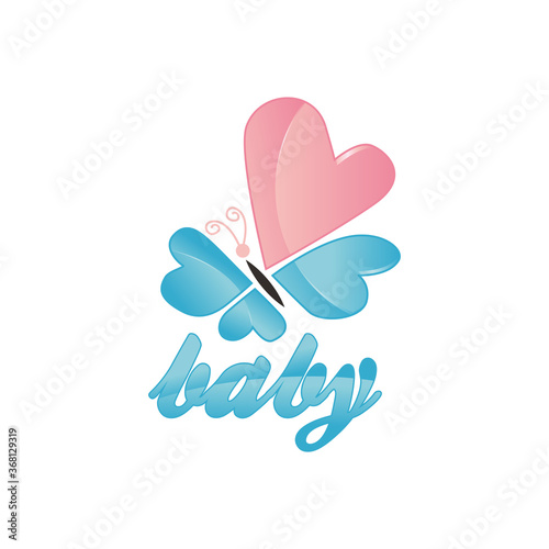 Baby Pink Butterfly Logo Vector