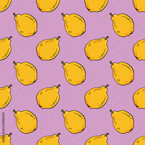 Organic quice ,seamless pattern on light purple background. photo