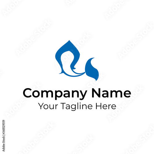 Blue Fish Simple Logo Vector