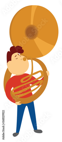Man with soursaphone, illustration, vector on white background