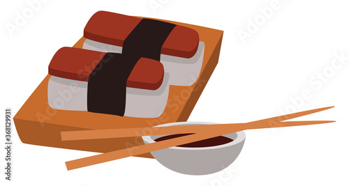 Delicious musubi, illustration, vector on white background