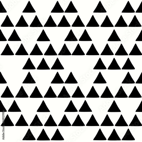 Black and white triangle seamless pattern. Vintage retro abstract geometric background for fabric, textile, wrapping paper, scrapbooking. Surface pattern vector design.