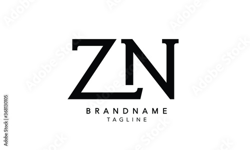 Alphabet letters Initials Monogram logo ZN, NZ, Z and N