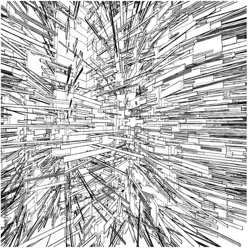 Abstract Urban City Skyscrapers Buildings In Chaos Vector