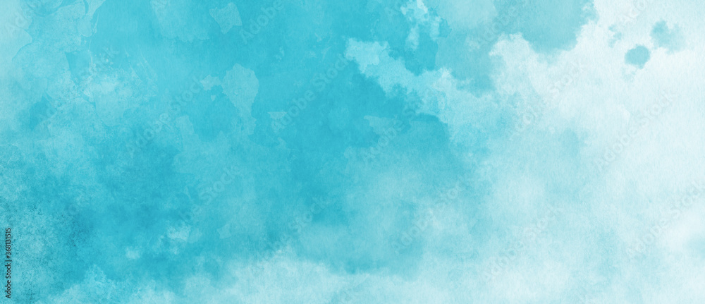 Watercolor background in blue and white painting with cloudy distressed  texture and marbled grunge, soft fog or hazy lighting and pastel colors  Stock Illustration