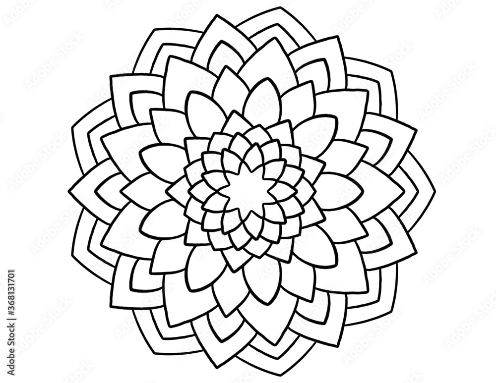 flower, mandala zen - a crayon coloured template