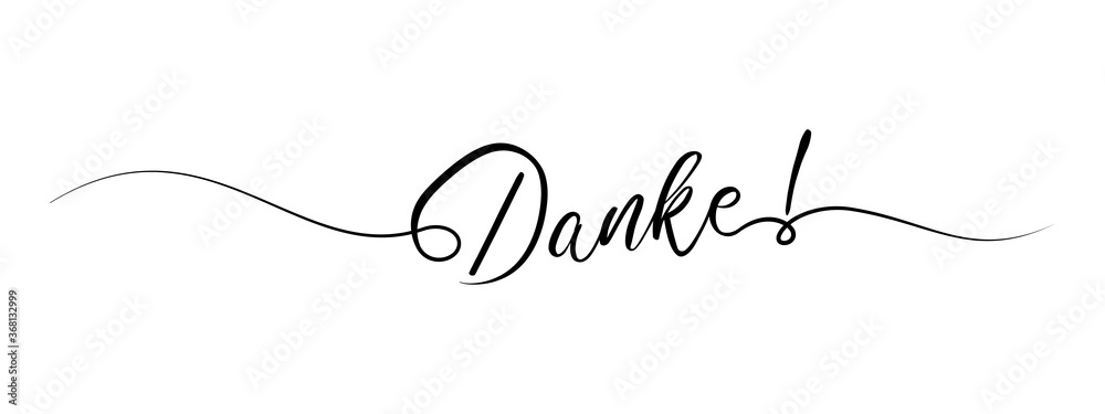 danke letter calligraphy banner black color