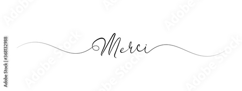 merci letter calligraphy banner black color photo