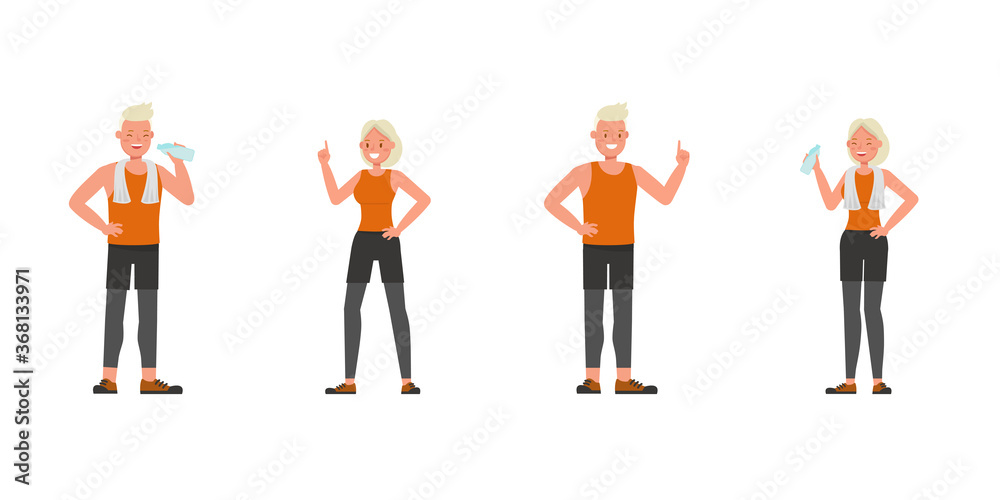 Sport man and woman character vector design. Presentation in various action. Sport man and woman character vector design. Presentation in various action.