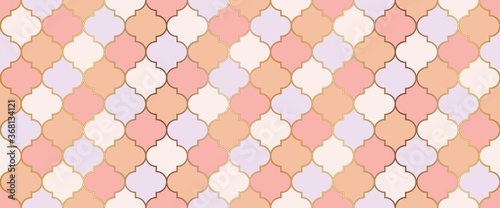 Eid Mubarak Muslim Illustration. Seamless Moroccan Mosaic Texture. Ramadan 